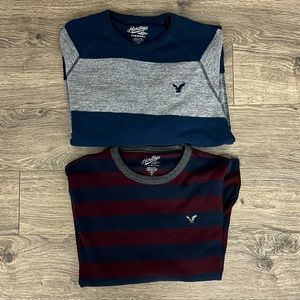 (2) American Eagle Heritage Striped Thermal Long Sleeve Shirts